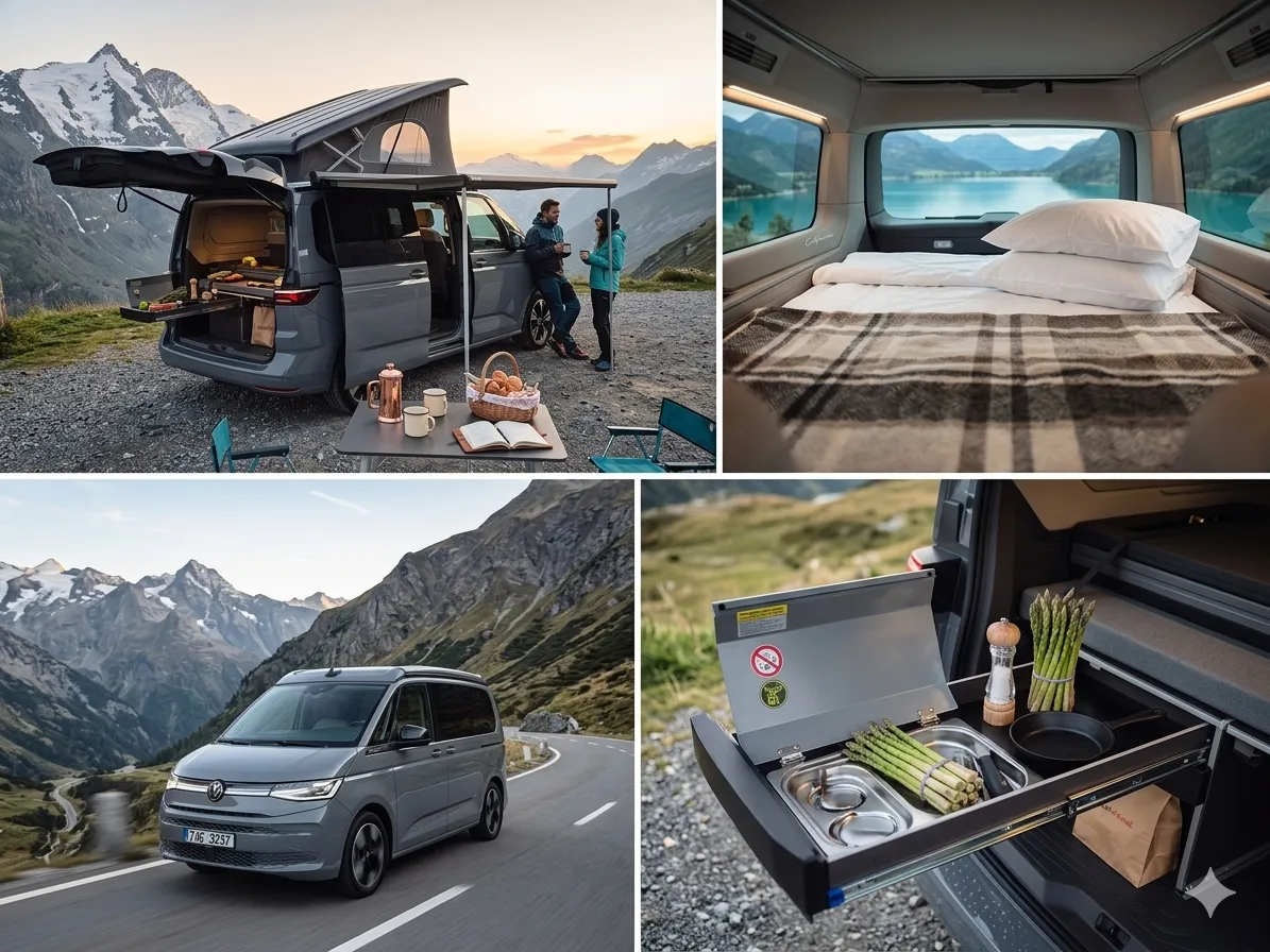 Plně vybavený VW California Beach T7 — interiér i exteriér